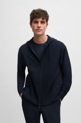 BOSS - Relaxed-Fit Hoodie aus Stretch-Twill mit Reißverschluss