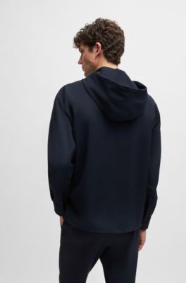 BOSS - Relaxed-Fit Hoodie aus Stretch-Twill mit Reißverschluss