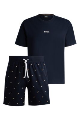 BOSS Gift boxed short pyjamas in cotton with signature details