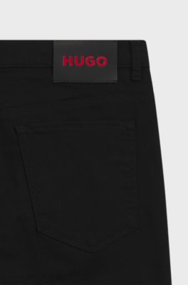 Jeans slim fit in denim elasticizzato nero intenso, Nero