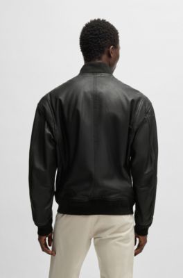 BOSS フーデッド リラックスフィットジャケットレザーアウター