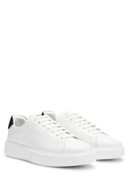 HUGO - Leather lace-up trainers with contrast branded backtab