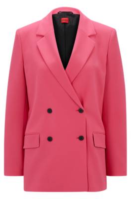 Hugo Relaxed-fit Jacket With Double-breasted Closure In Pink