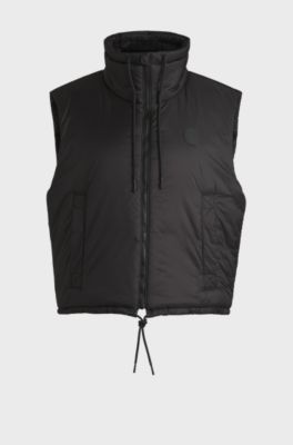 Water-repellent gilet with Happy HUGO patch, Black