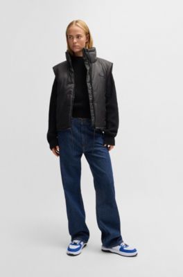 Water-repellent gilet with Happy HUGO patch, Black