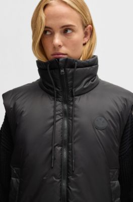 Water-repellent gilet with Happy HUGO patch, Black