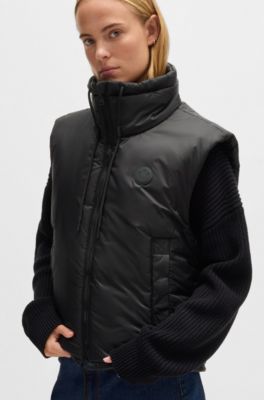 Water-repellent gilet with Happy HUGO patch, Black
