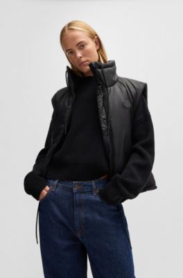 Water-repellent gilet with Happy HUGO patch, Black