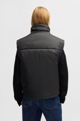 Water-repellent gilet with Happy HUGO patch, Black