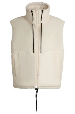 Water-repellent gilet with Happy HUGO patch, Natural