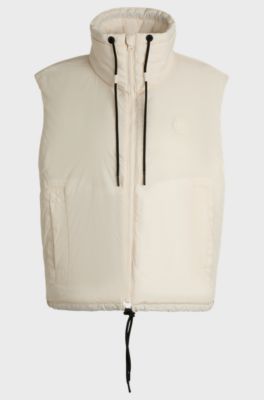 Water-repellent gilet with Happy HUGO patch, Natural