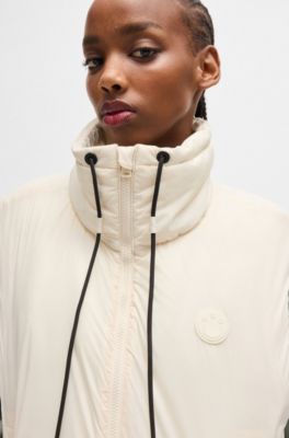 Water-repellent gilet with Happy HUGO patch, Natural