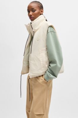 Water-repellent gilet with Happy HUGO patch, Natural