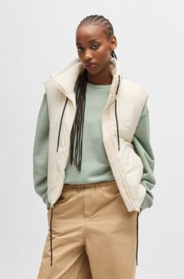 Water-repellent gilet with Happy HUGO patch, Natural