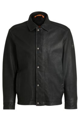 Boss leather jacket mens shop