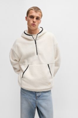SWEAT À CAPUCHE EN PELUCHE AVEC ENCOLURE ZIPPÉE ET LOGO