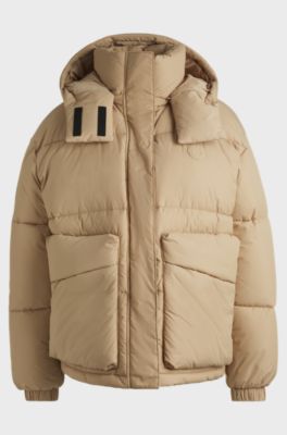 Padded jacket with detachable hood, Light Beige