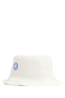 HUGO - Bucket hat in cotton twill with embroidered logo
