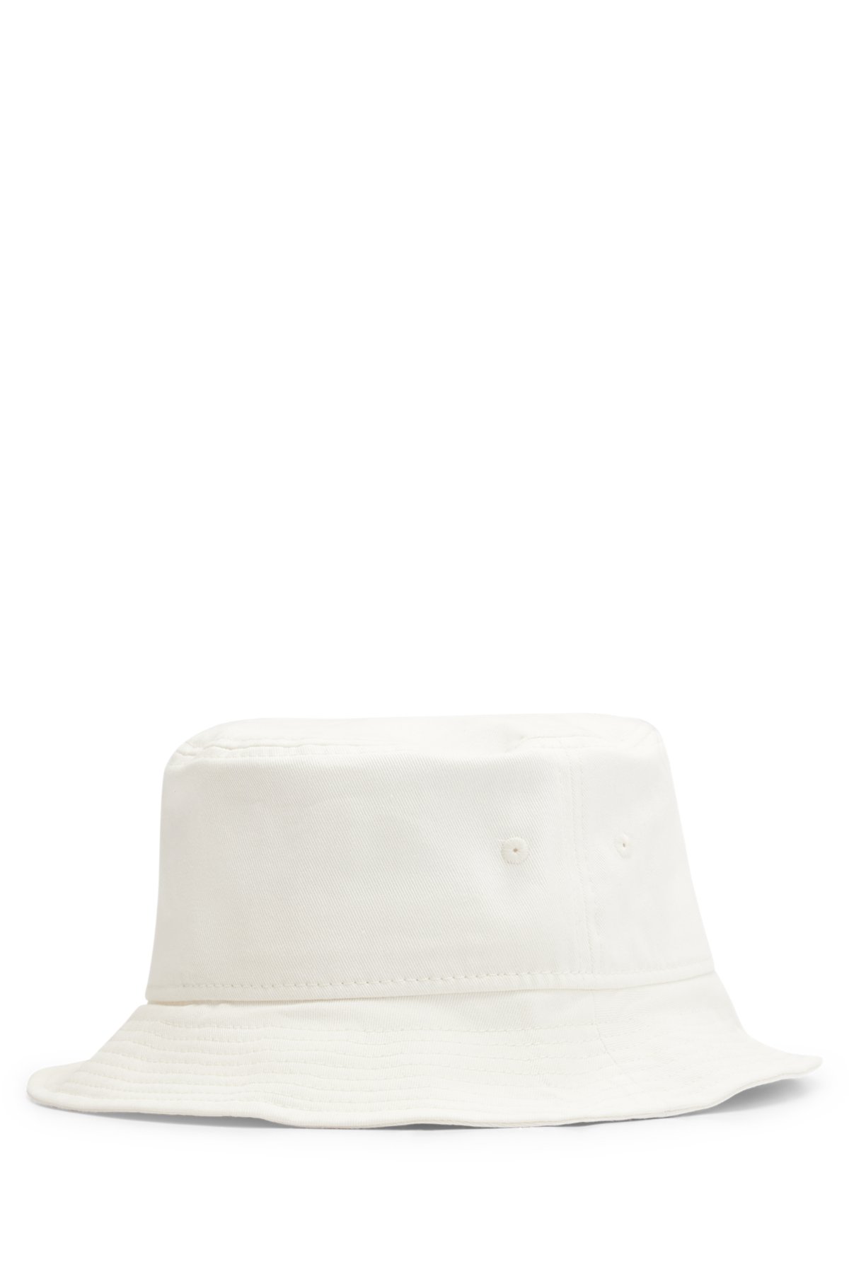 Bucket hat in cotton twill with embroidered logo, White