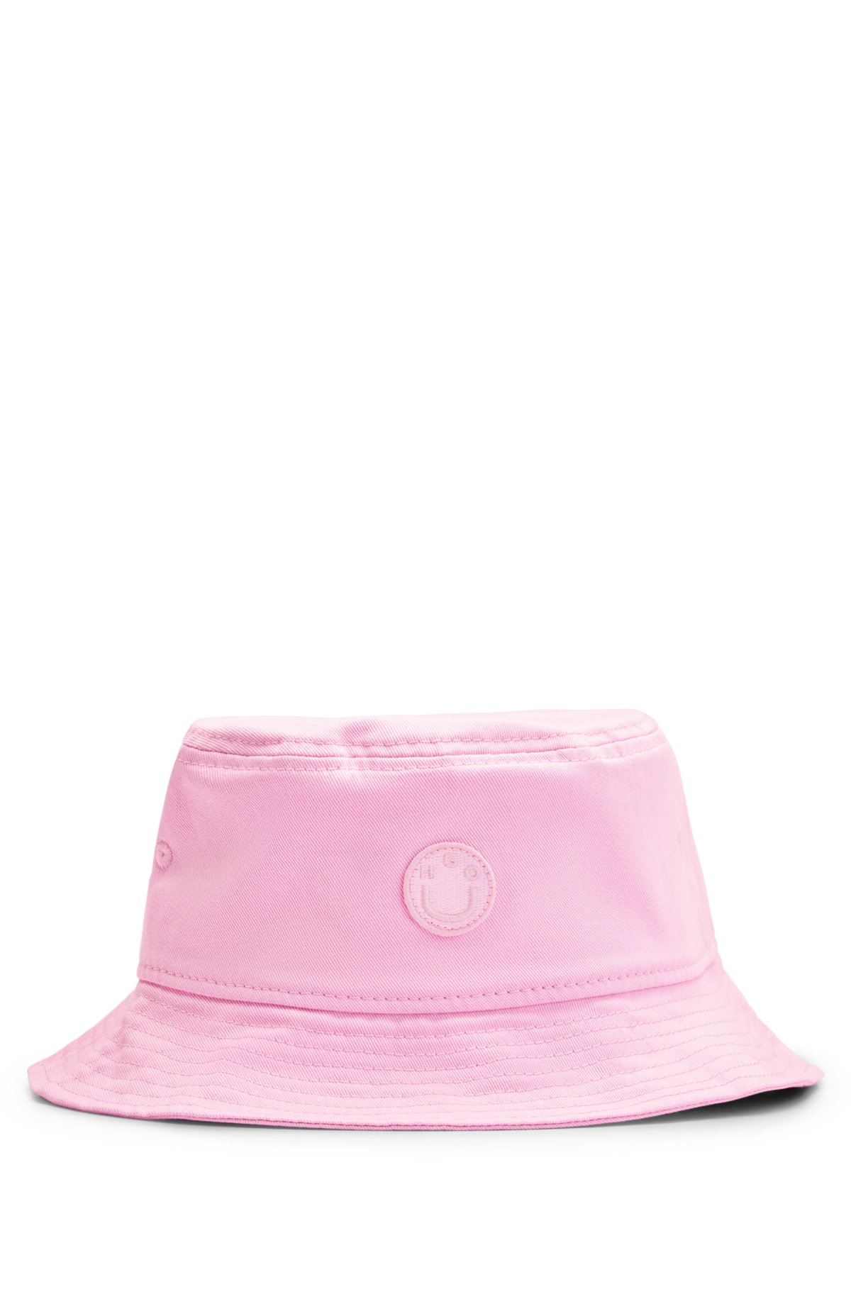 Bucket hat in cotton twill with embroidered logo, light pink
