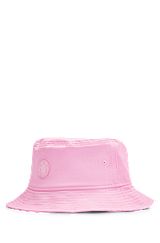 Bucket hat in cotton twill with embroidered logo, light pink