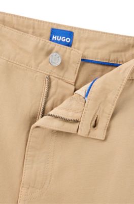Straight-leg carpenter trousers in cotton canvas, Beige