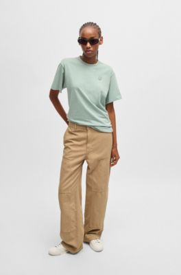Straight-leg carpenter trousers in cotton canvas, Beige