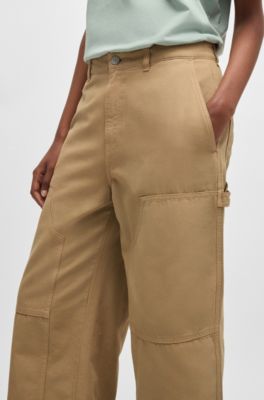 Straight-leg carpenter trousers in cotton canvas, Beige