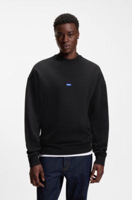 Sweatshirt i ren bomull med m&auml;rke med logga, Svart