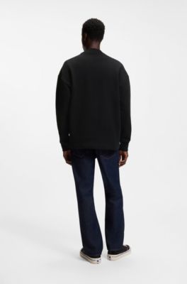Sweatshirt i ren bomull med m&auml;rke med logga, Svart