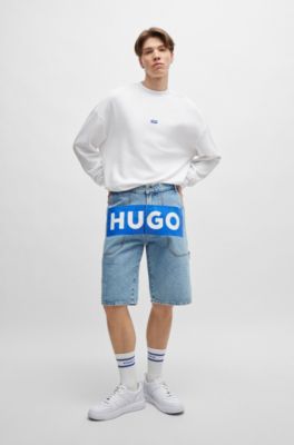 HUGO - コットンテリー スウェットシャツ ブルーロゴラベル