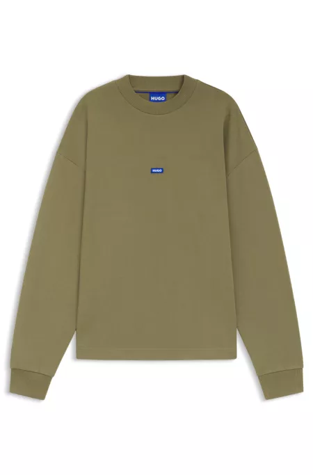 Sweatshirt aus Baumwoll-Terry mit blauem Logo-Patch