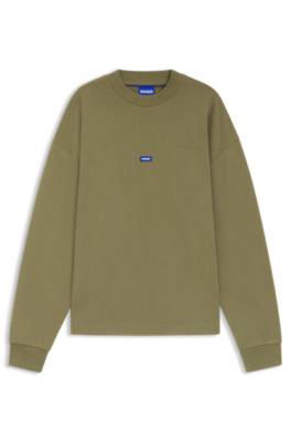 Cotton-terry sweatshirt with blue logo patch 1