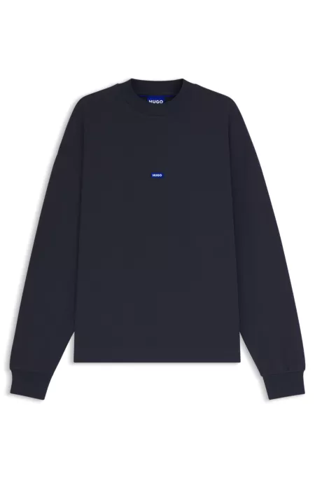 Cotton-terry sweatshirt with blue logo label