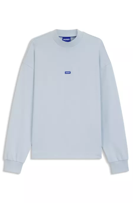 Cotton-terry sweatshirt with blue logo label
