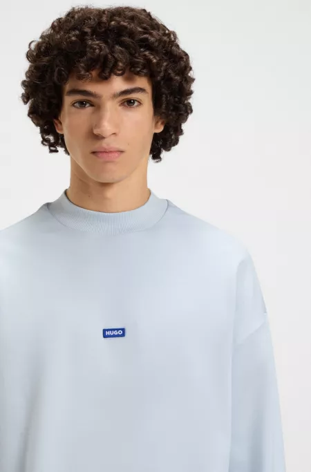 Cotton-terry sweatshirt with blue logo label