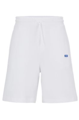 HUGO Cotton terry shorts with blue logo patch