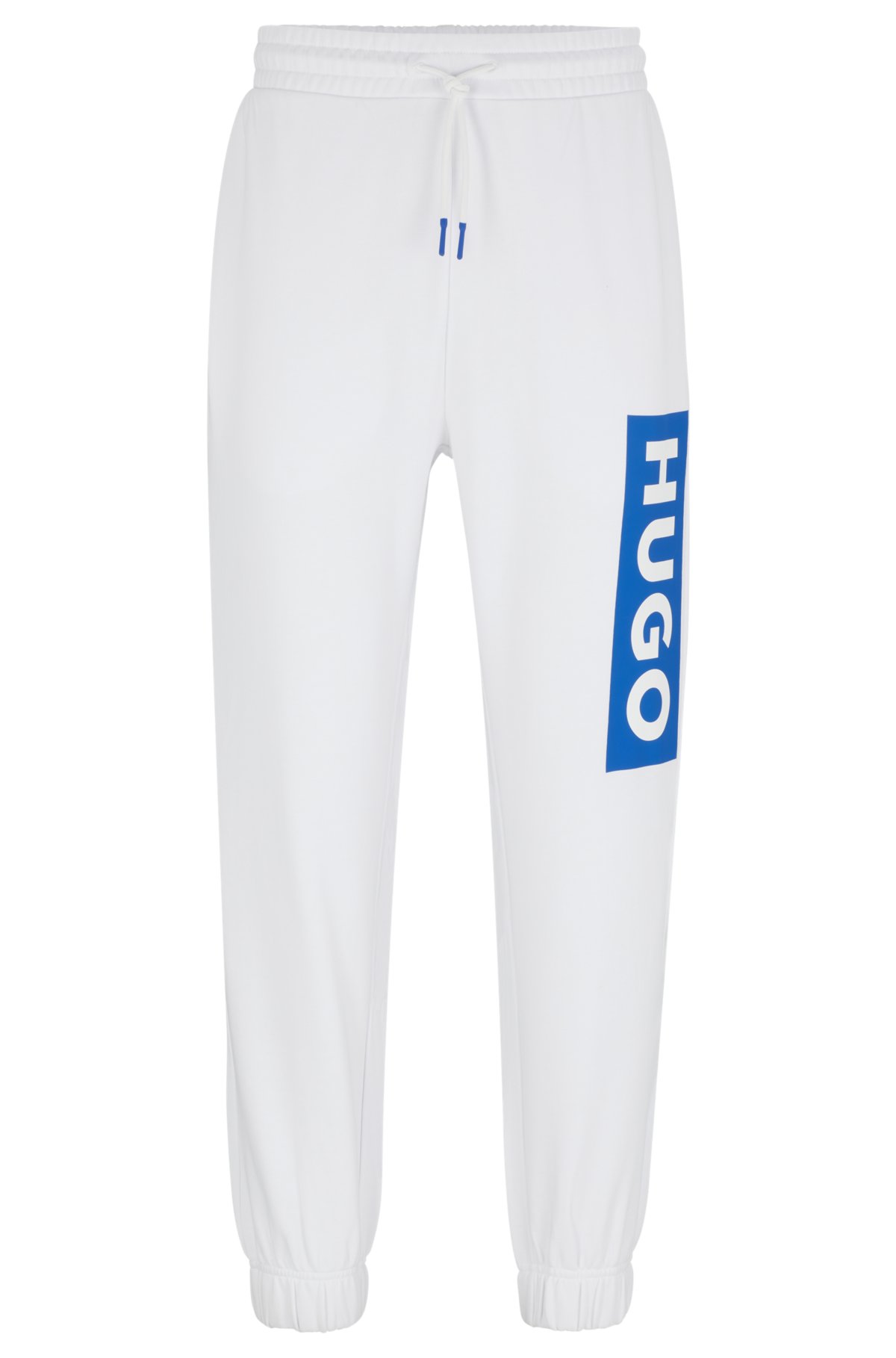 Cotton-terry tracksuit bottoms with logo print, White