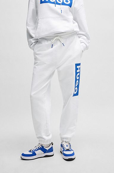 Pantaloni della tuta in terry di cotone con logo stampato, Bianco
