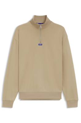 Cotton-terry sweatshirt with zip collar 1