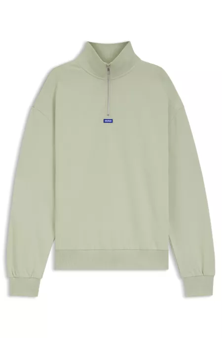 Zip-neck cotton sweatshirt