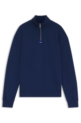 Hugo Uomo Blu Scuro Felpa In Cotone Con Colletto Con Zip