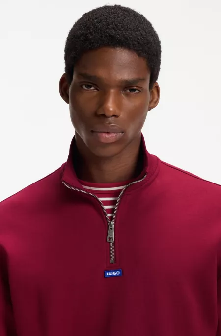 Sudadera de algodón con cremallera en el cuello