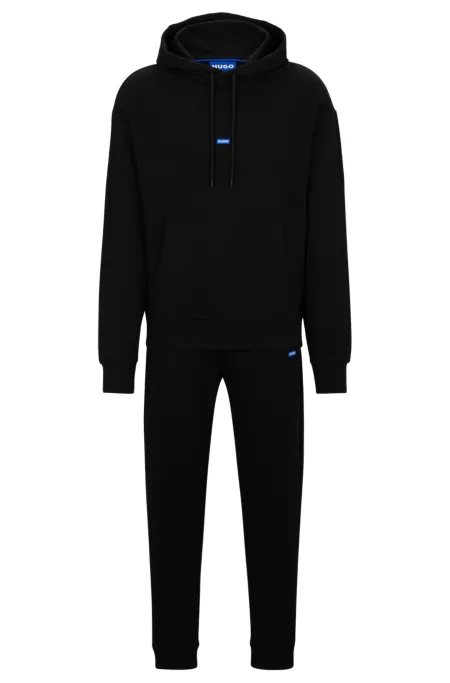 Cotton tracksuit set with blue logo patch