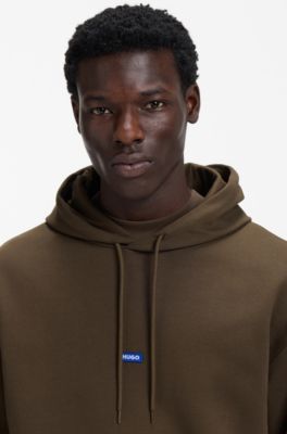 Cotton-terry tracksuit with blue logo labels, Dark Brown