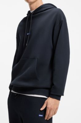 Cotton-terry tracksuit with blue logo labels, Dark Blue
