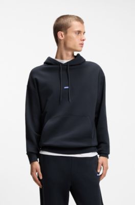Cotton-terry tracksuit with blue logo labels, Dark Blue