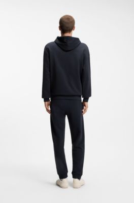 Cotton-terry tracksuit with blue logo labels, Dark Blue