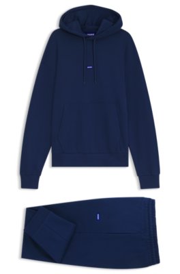 Hugo Uomo Blu Scuro Set Di Tuta Sportiva In Cotone Con Toppa Con Logo Blu