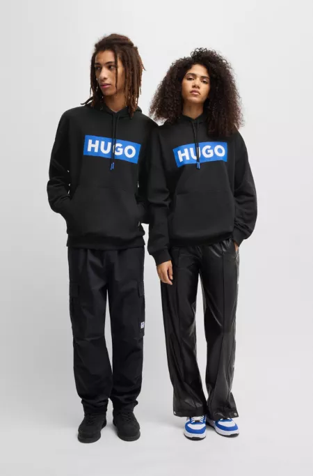 Regular-fit hoodie in cotton terry with logo print